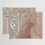 Block print brown bunny Placemat Gallery Image 1