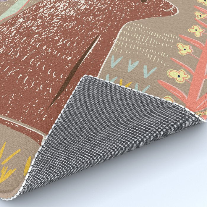 Block print brown bunny Rug Gallery Image 4