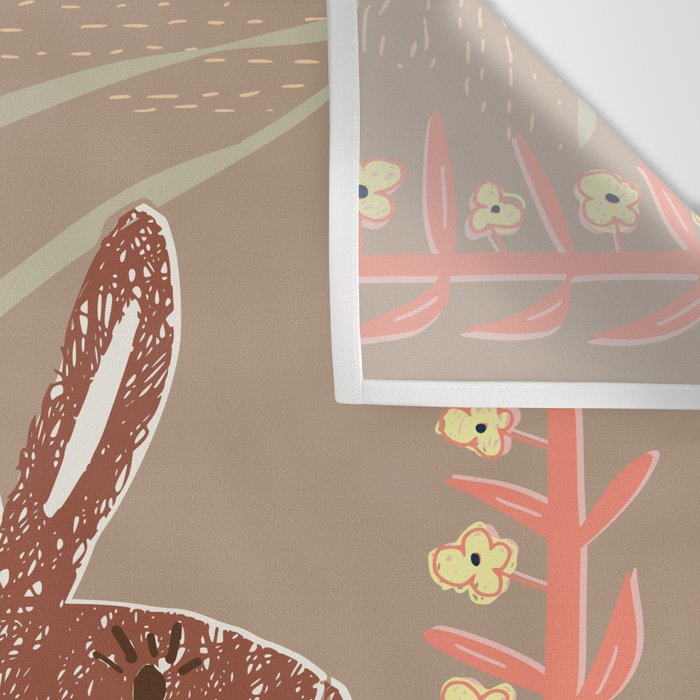 Block print brown bunny Wall Tapestry Gallery Image 3
