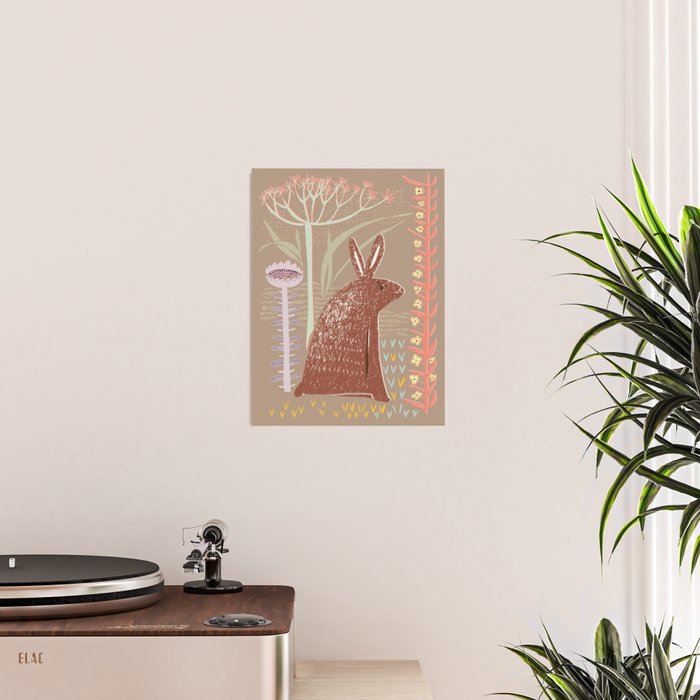 Block print brown bunny Poster Gallery Image 2