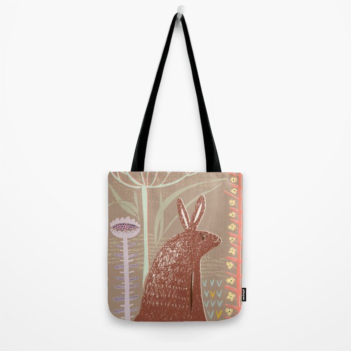 Block print brown bunny Tote Bag Gallery Image 2