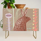 Block print brown bunny Credenza Gallery Image 1