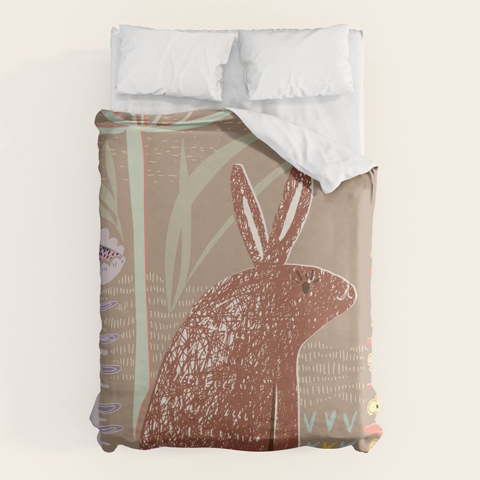 Block print brown bunny Duvet Cover Gallery Image 6