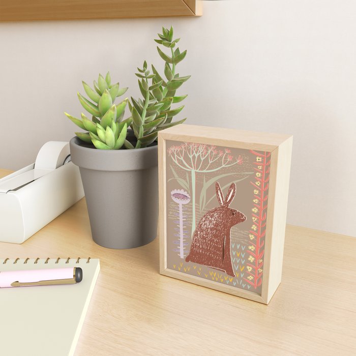 Block print brown bunny Mini Art Print Gallery Image 2