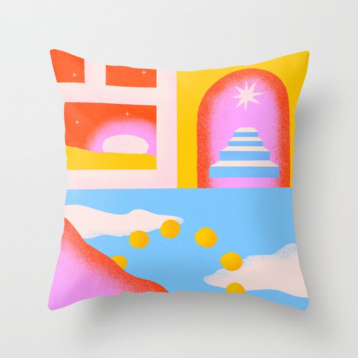Six Suns Rising Throw Pillow