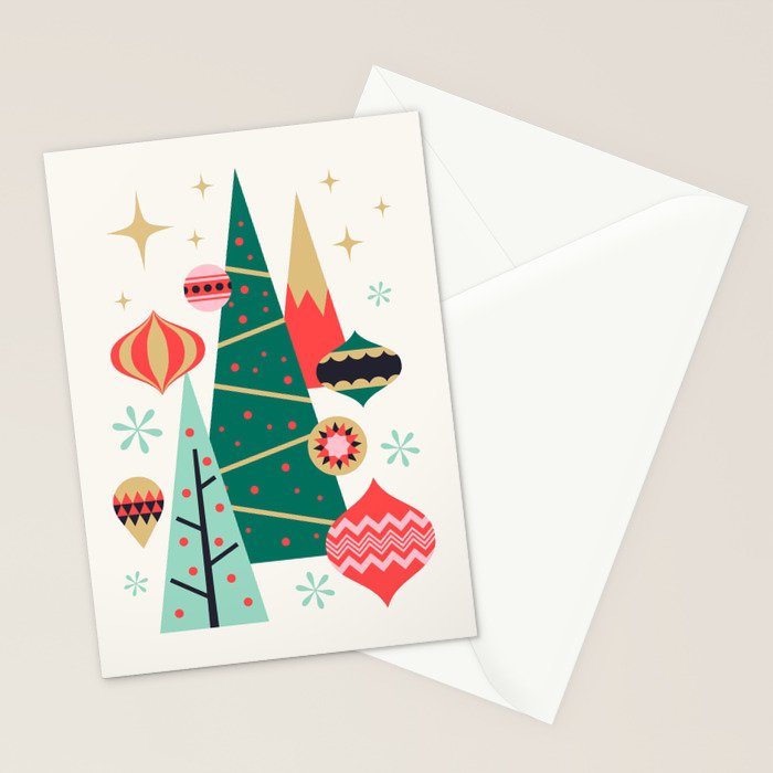 Retro Christmas Card Theme - Plain White Stationery Card Gallery Image 2
