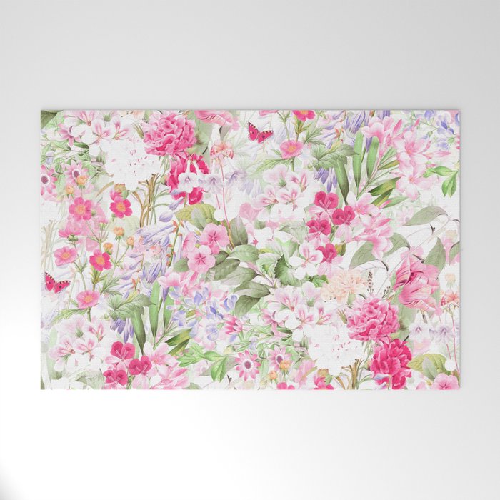 Vintage & Shabby Chic - Pastel Spring Flower Medow Welcome Mat Gallery Image 1