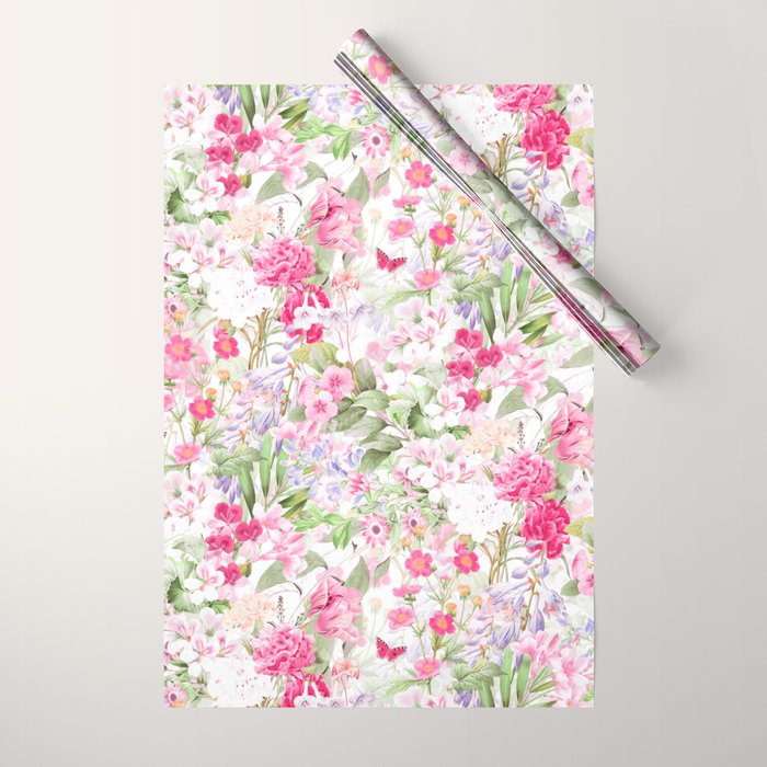 Vintage & Shabby Chic - Pastel Spring Flower Medow Wrapping Paper Gallery Image 1