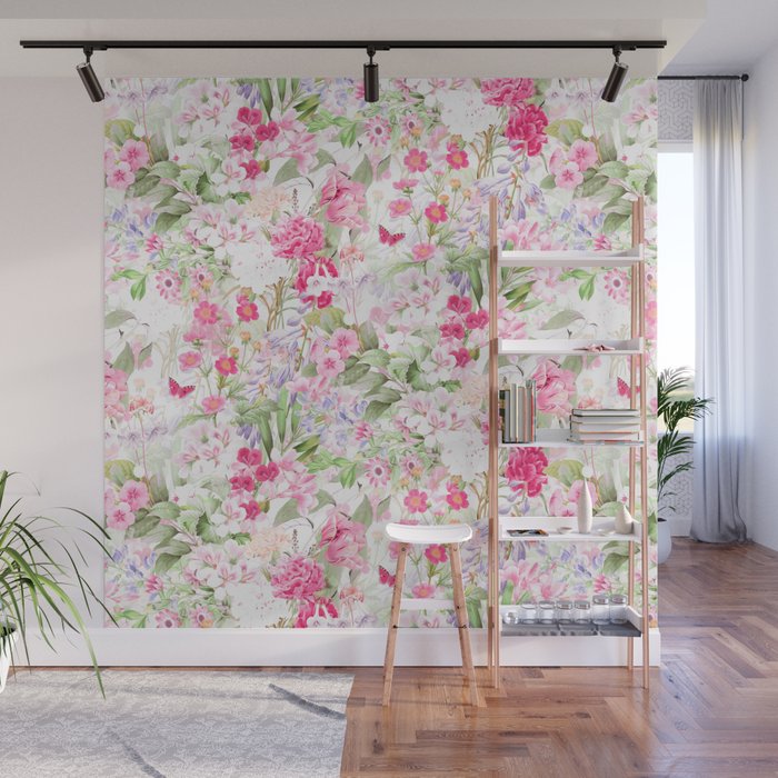 Vintage & Shabby Chic - Pastel Spring Flower Medow Wall Mural Gallery Image 1