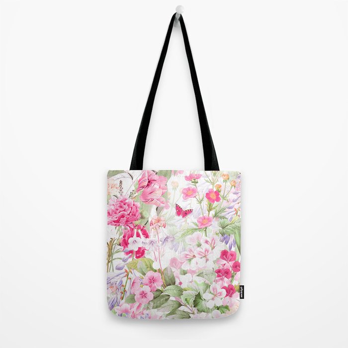 Vintage & Shabby Chic - Pastel Spring Flower Medow Tote Bag Gallery Image 2