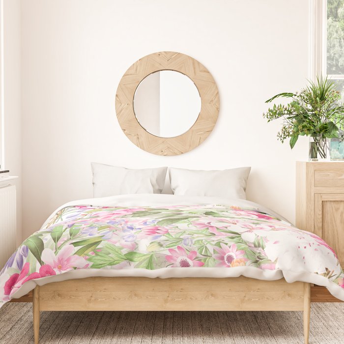 Vintage & Shabby Chic - Pastel Spring Flower Medow Duvet Cover Gallery Image 3