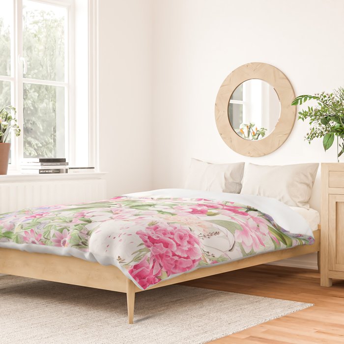 Vintage & Shabby Chic - Pastel Spring Flower Medow Duvet Cover Gallery Image 2