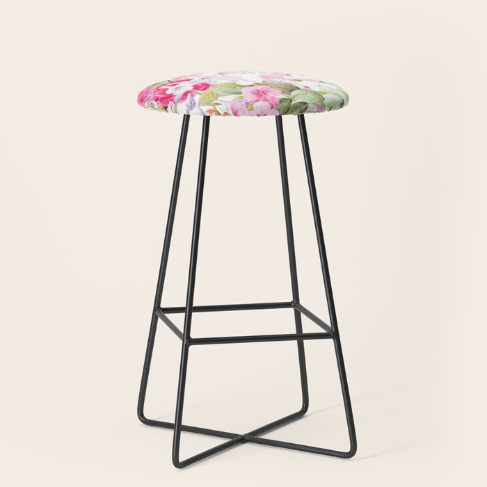 Vintage & Shabby Chic - Pastel Spring Flower Medow Stool Gallery Image 1