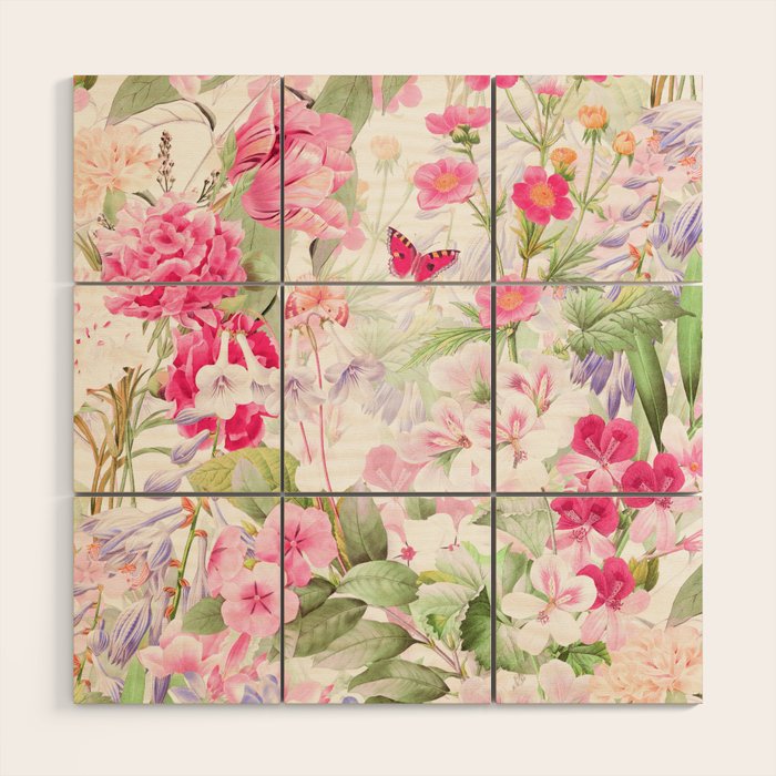 Vintage & Shabby Chic - Pastel Spring Flower Medow Wood Wall Art Gallery Image 1