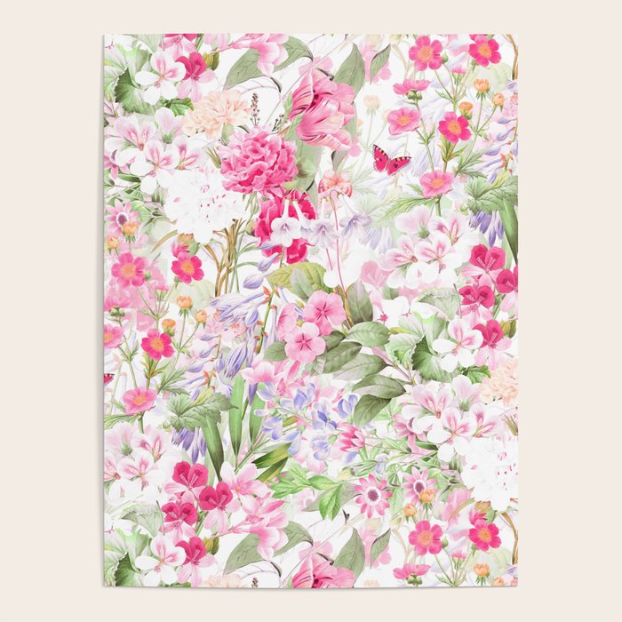 Vintage & Shabby Chic - Pastel Spring Flower Medow Poster Gallery Image 1