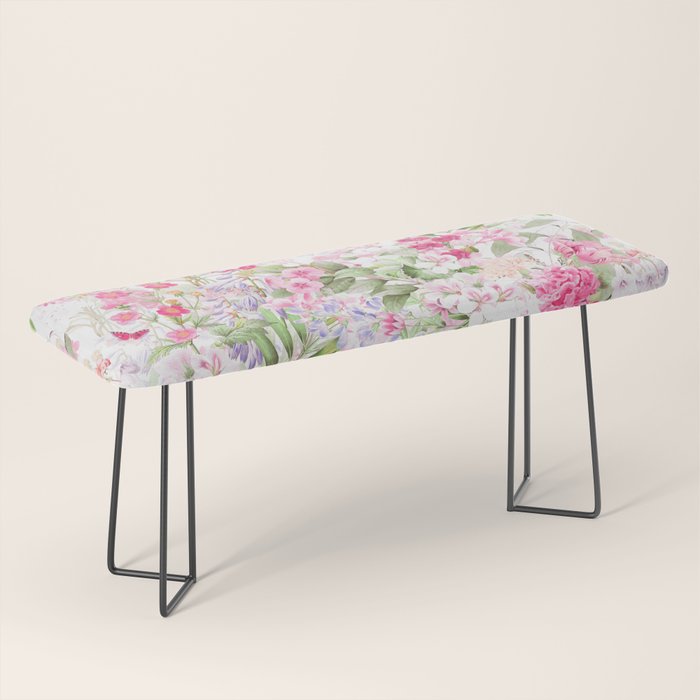 Vintage & Shabby Chic - Pastel Spring Flower Medow Bench Gallery Image 1