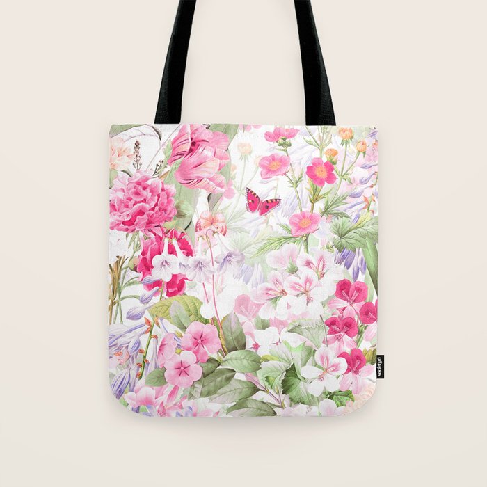 Vintage & Shabby Chic - Pastel Spring Flower Medow Tote Bag Gallery Image 1