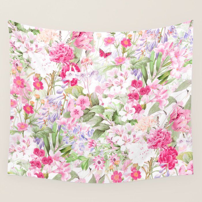 Vintage & Shabby Chic - Pastel Spring Flower Medow Wall Tapestry Gallery Image 4