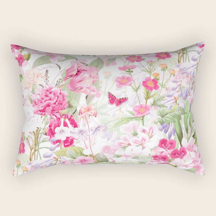Vintage & Shabby Chic - Pastel Spring Flower Medow Rectangular Pillow Gallery Image 1