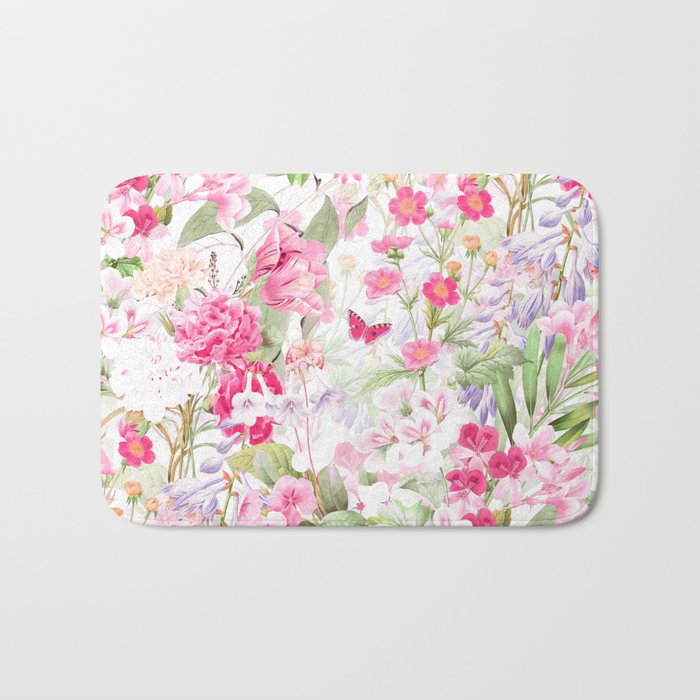 Vintage & Shabby Chic - Pastel Spring Flower Medow Bath Mat Gallery Image 1