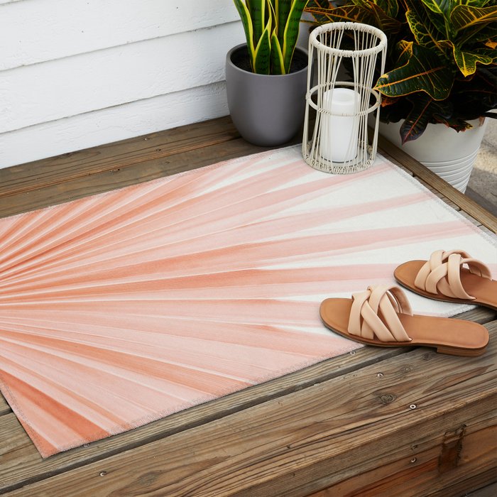 Blush Pink Fan Palm Outdoor Rug Gallery Image 2