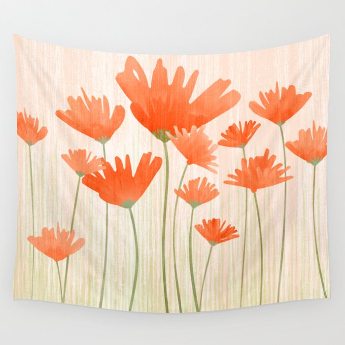 Red Poppy Flower Garden Wall Tapestry Gallery Image 4