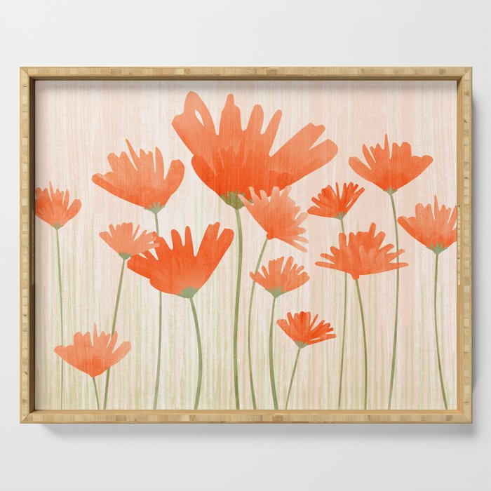 Red Poppy Flower Garden Serving Tray Gallery Image 1