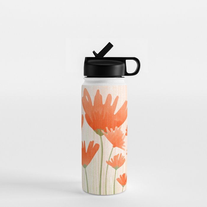 Red Poppy Flower Garden Water Bottle Gallery Image 1
