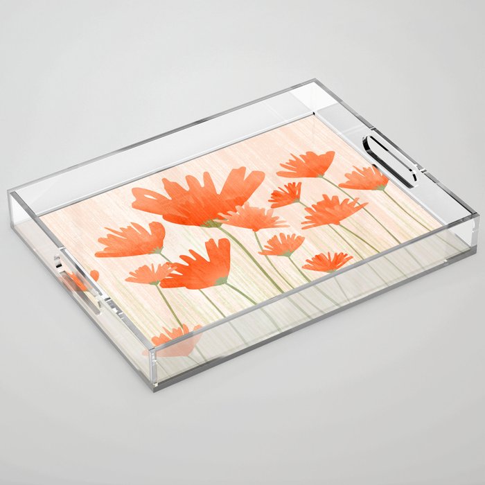 Red Poppy Flower Garden Acrylic Tray Gallery Image 1