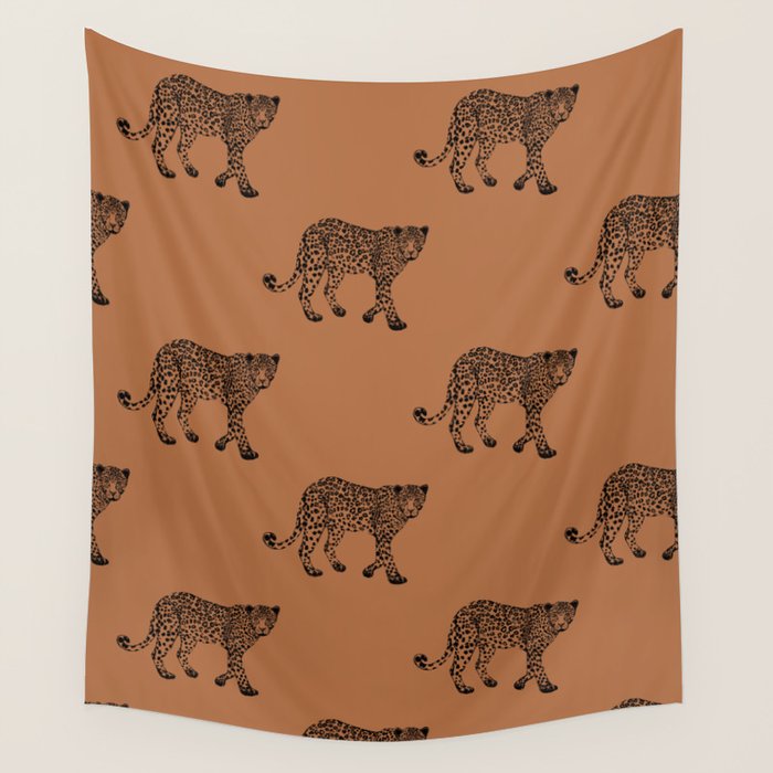 Leopard pattern - terracotta Wall Tapestry Gallery Image 4