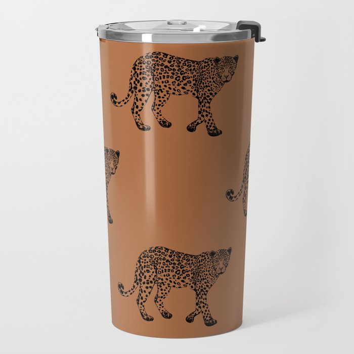 Leopard pattern - terracotta Travel Mug Gallery Image 2