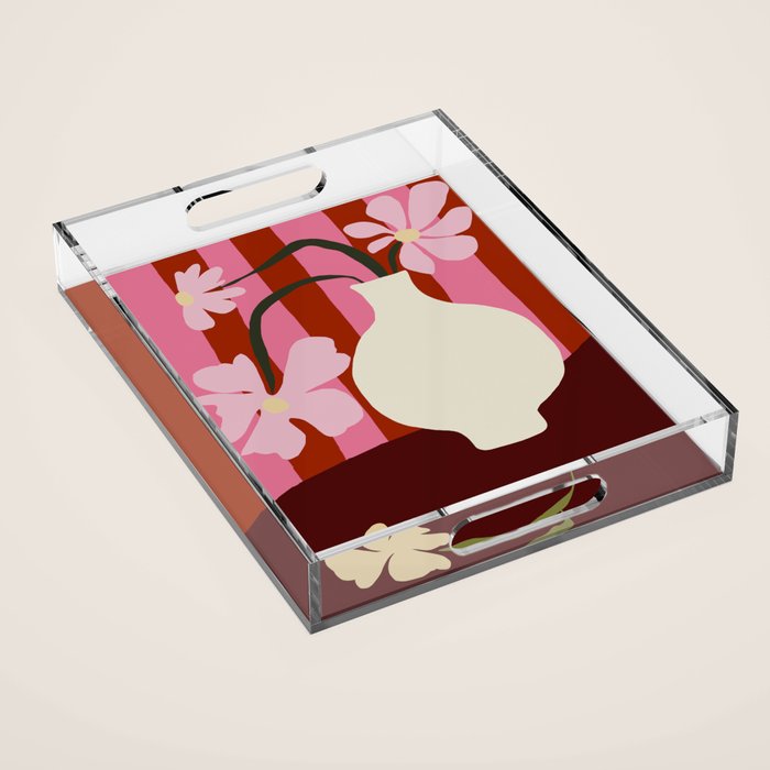 Summer stripped pottery  Acrylic Tray Gallery Image 1
