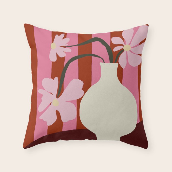 Summer stripped pottery  Throw Pillow Gallery Image 1