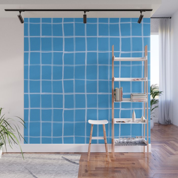 Abstract Tennis Net Pattern in Sky Blue Wall Mural Gallery Image 1