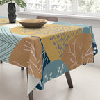 Forest Woodland Trees, Blue, Teal and Yellow, Floral Prints Tablecloth Gallery Image 3