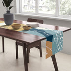 Forest Woodland Trees, Blue, Teal and Yellow, Floral Prints Table Runner Gallery Image 2
