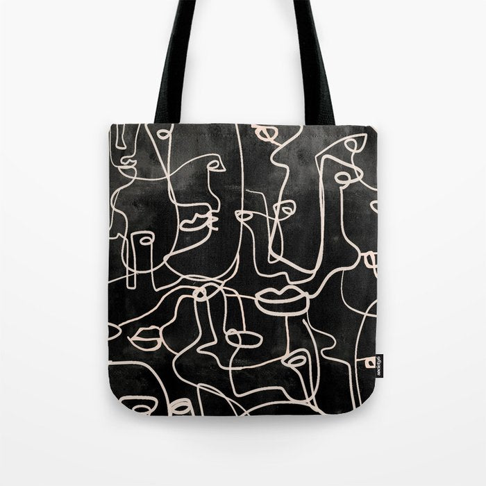 abstract line art faces 4 Tote Bag Gallery Image 1