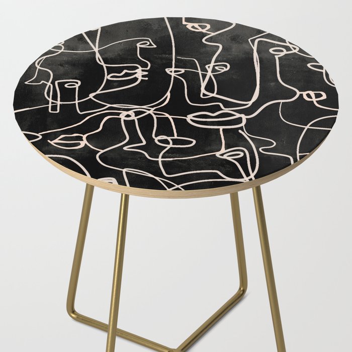 abstract line art faces 4 Side Table Gallery Image 2