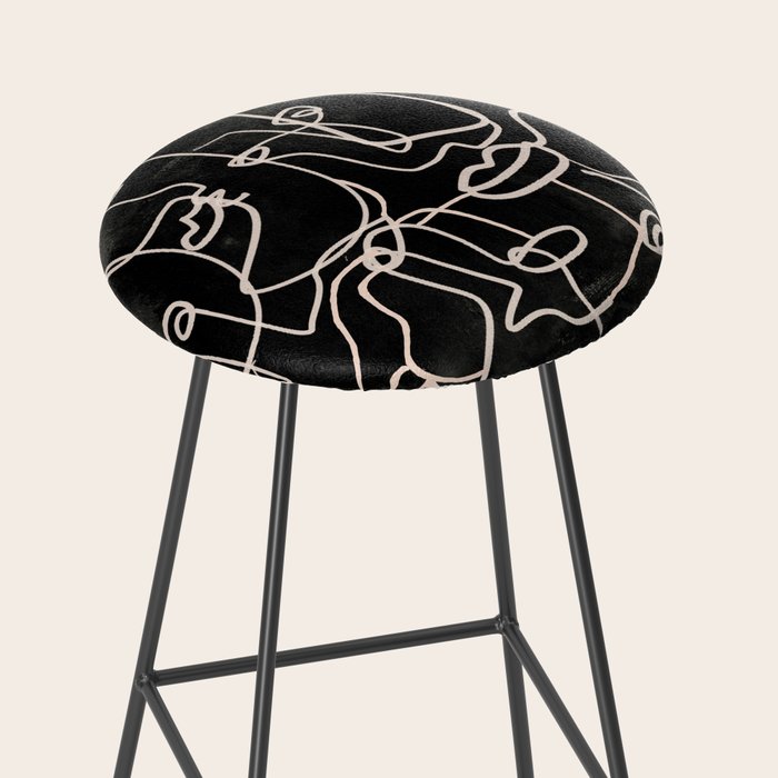 abstract line art faces 4 Stool Gallery Image 2