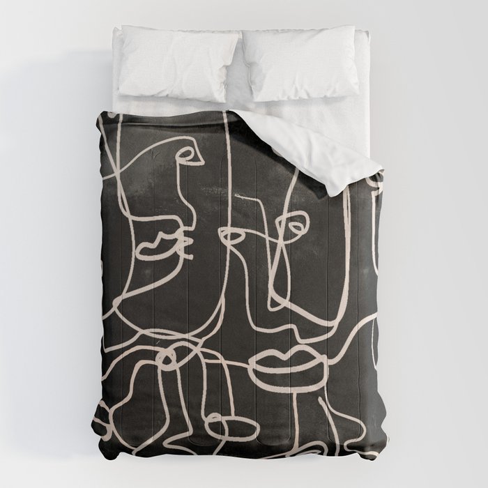 abstract line art faces 4 Comforter Gallery Image 1
