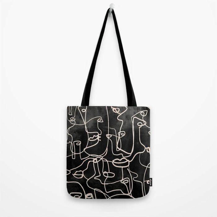abstract line art faces 4 Tote Bag Gallery Image 2