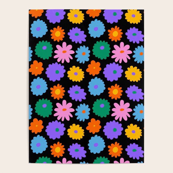 Colorful retro flower art pattern Poster Gallery Image 4