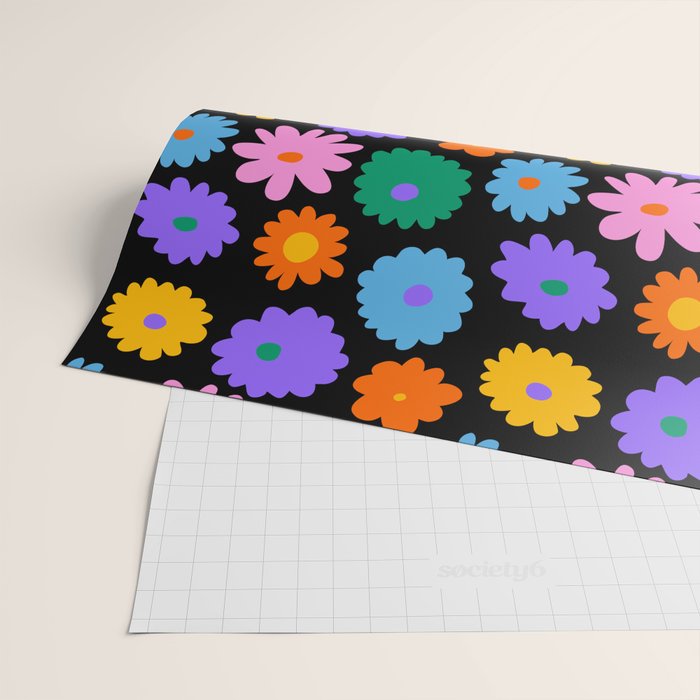 Colorful retro flower art pattern Wrapping Paper Gallery Image 2