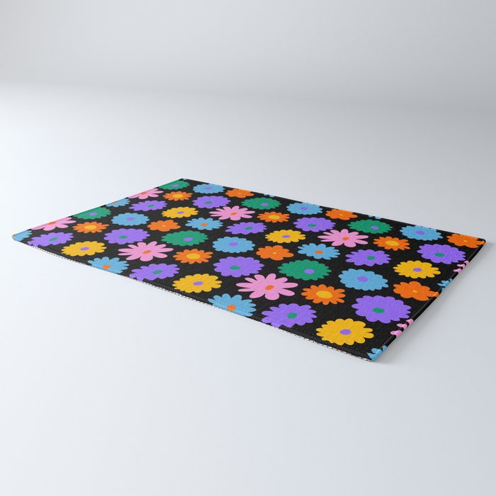 Colorful retro flower art pattern Rug Gallery Image 3
