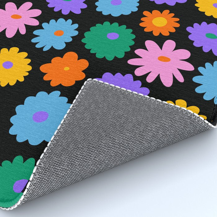 Colorful retro flower art pattern Rug Gallery Image 4