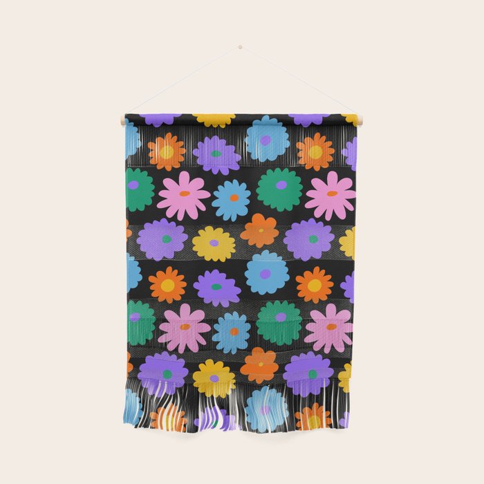 Colorful retro flower art pattern Wall Hanging Gallery Image 1