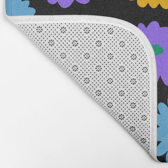 Colorful retro flower art pattern Bath Mat Gallery Image 2