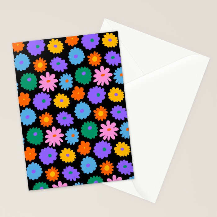 Colorful retro flower art pattern Stationery Card Gallery Image 2