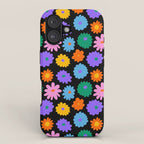 Colorful retro flower art pattern iPhone Case Gallery Image 1