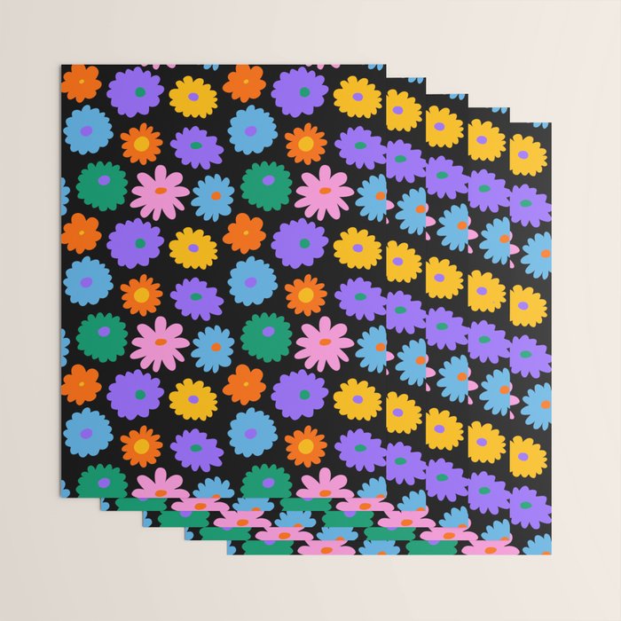 Colorful retro flower art pattern Wrapping Paper Gallery Image 3